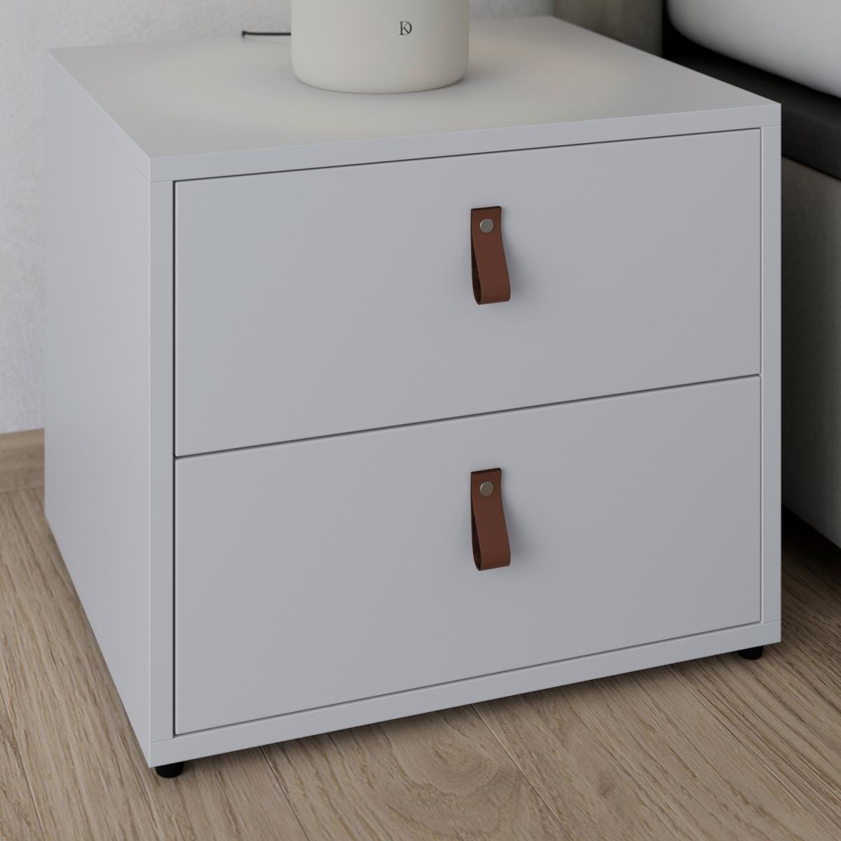 Nachtkästchen Mick Weiß MDF - Schwarz/Weiß, MODERN, Holzwerkstoff/Kunststoff (46/40/40cm) - Bessagi Home