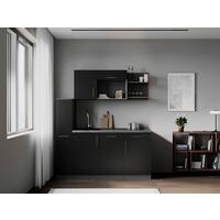 Küchenblock Oliver m. Geräten Schwarz - Schwarz/Grau, Trend, Holzwerkstoff/Metall (175cm) - Respekta