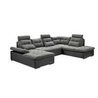 Wohnlandschaft Jakarta U inkl. Kissen Grau/Schwarz - Chromfarben/Schwarz, Design, Kunststoff/Textil (170/324/218cm) - MID.YOU