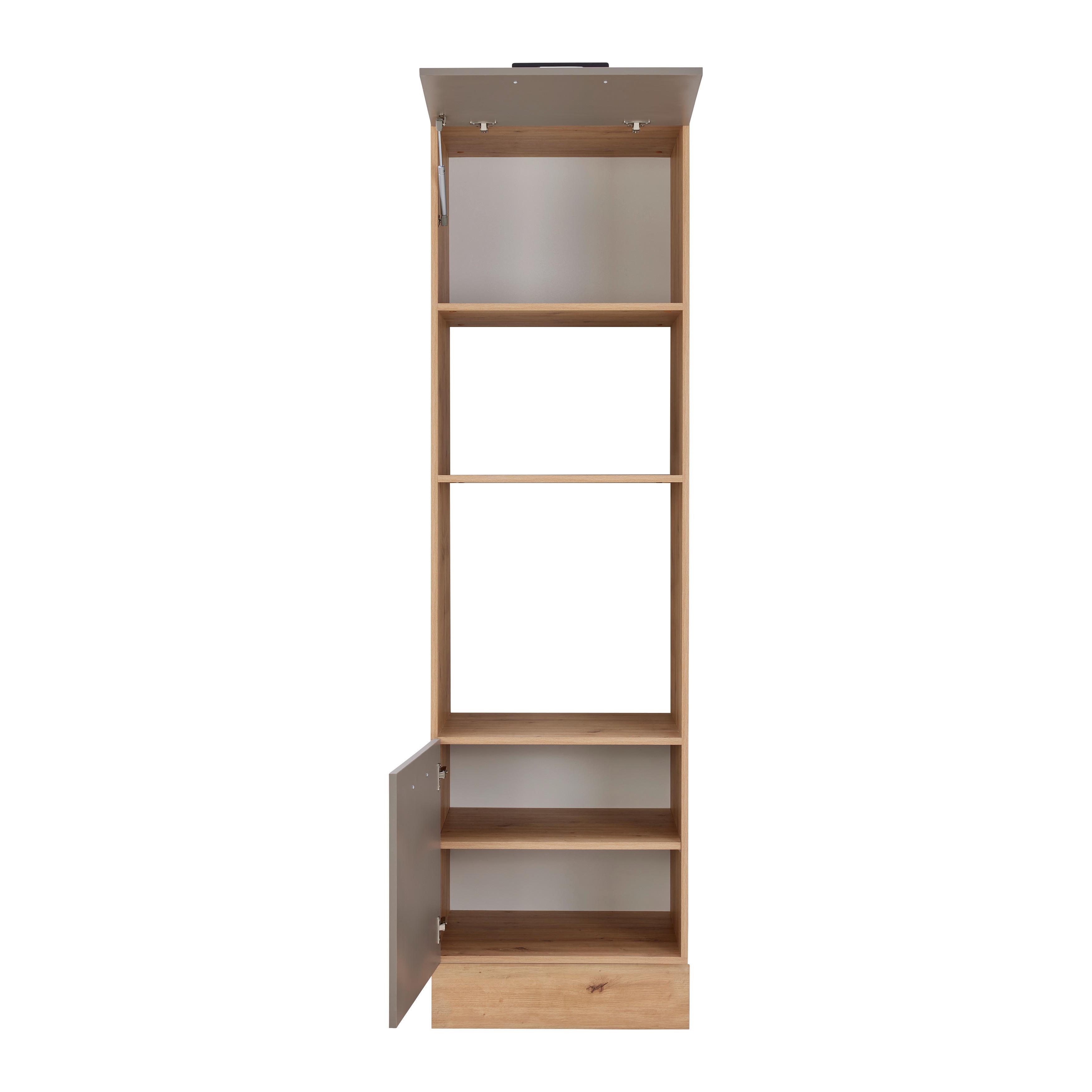 Szekrény Mikróhoz, Sütőhöz Linz Bm60 - fekete/Artisan tölgy, Modern, faalapú anyag/fém (60/211/57cm)