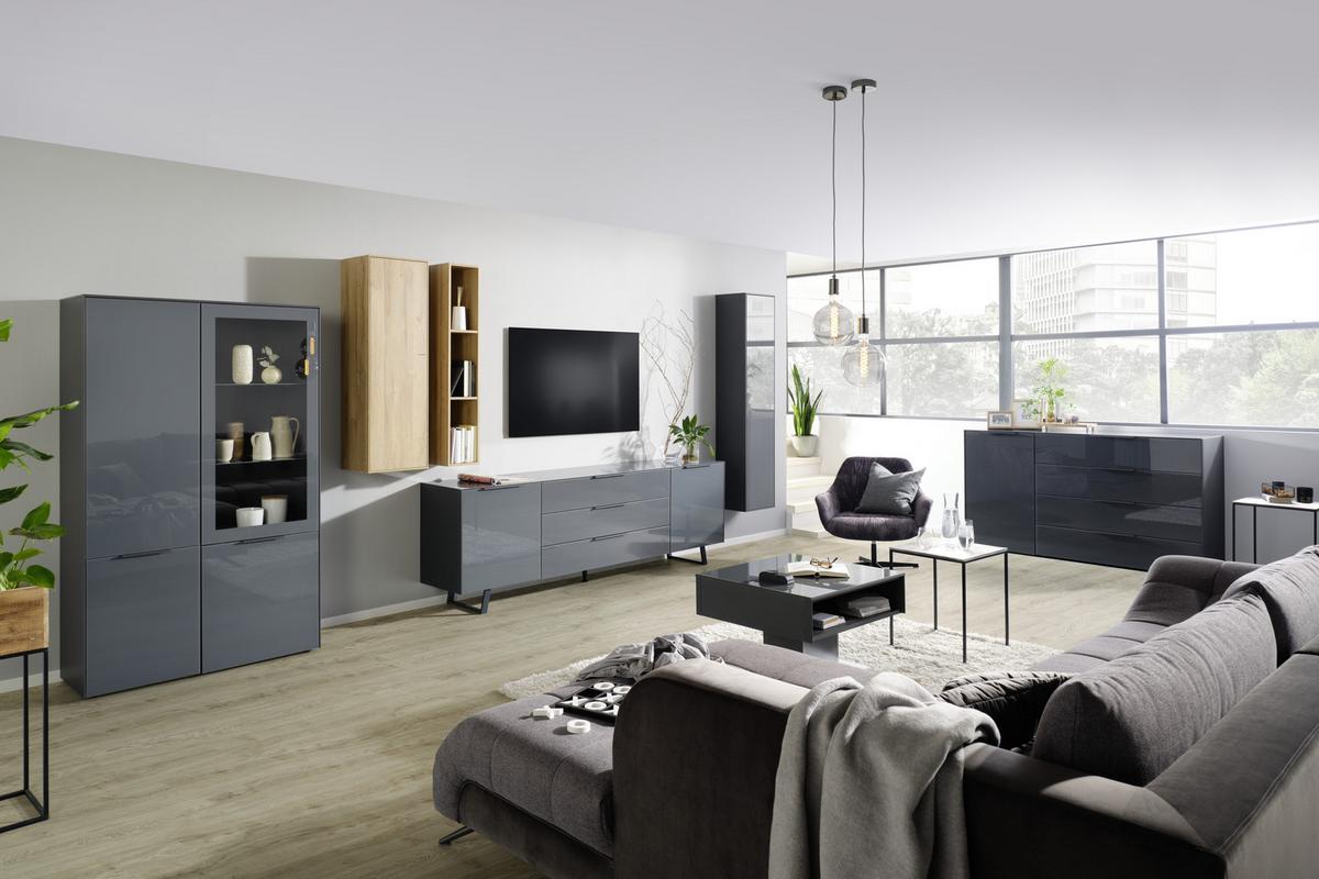 Vitrin Max Box - antracit, Modern, faalapú anyag/Üveg (109/179/42cm) - Premium Living