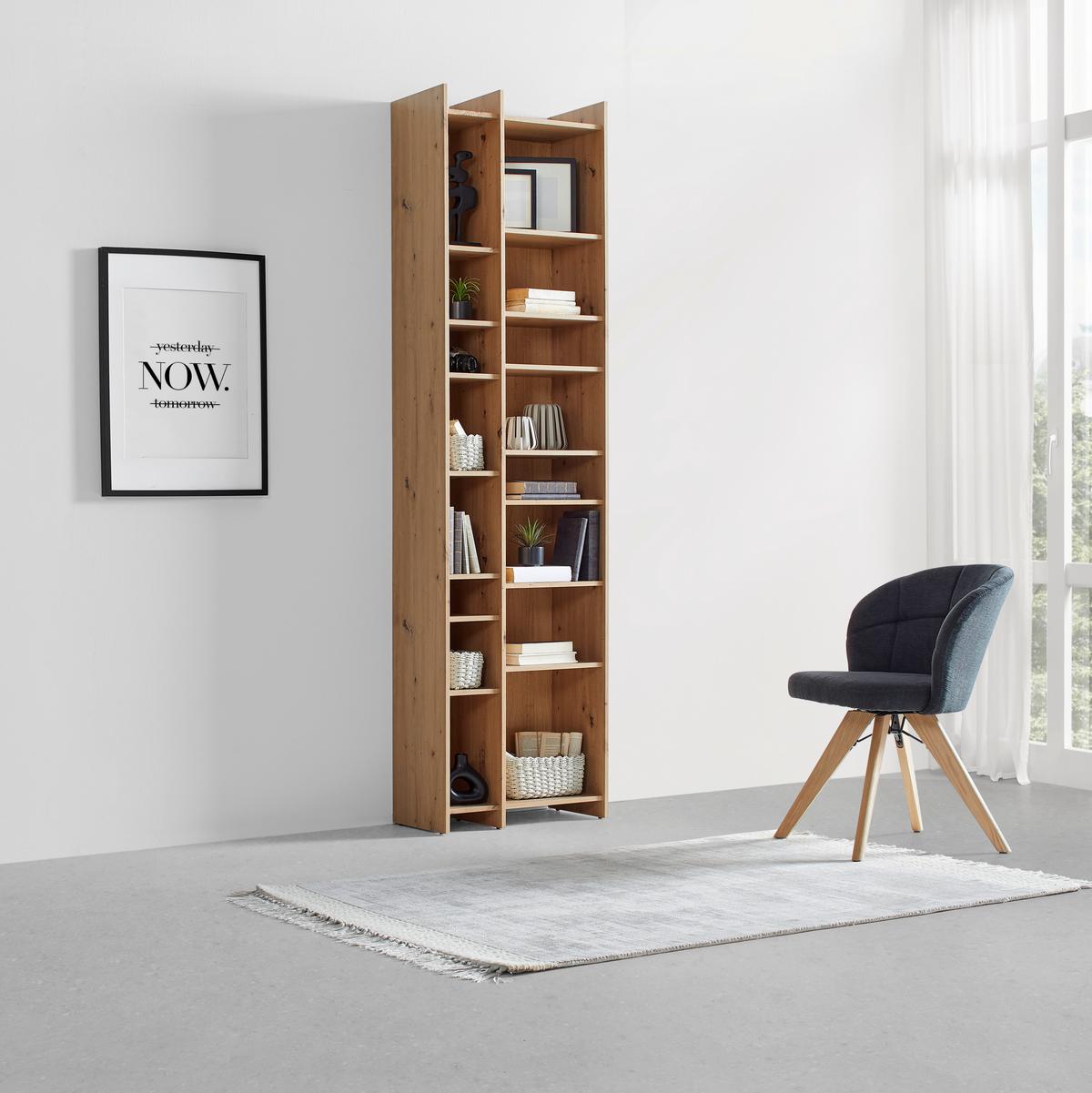 Regal Benny in Eiche Artisan - Schwarz/Eiche Artisan, MODERN, Holzwerkstoff/Kunststoff (60/226,2/31,8cm) - Mömax