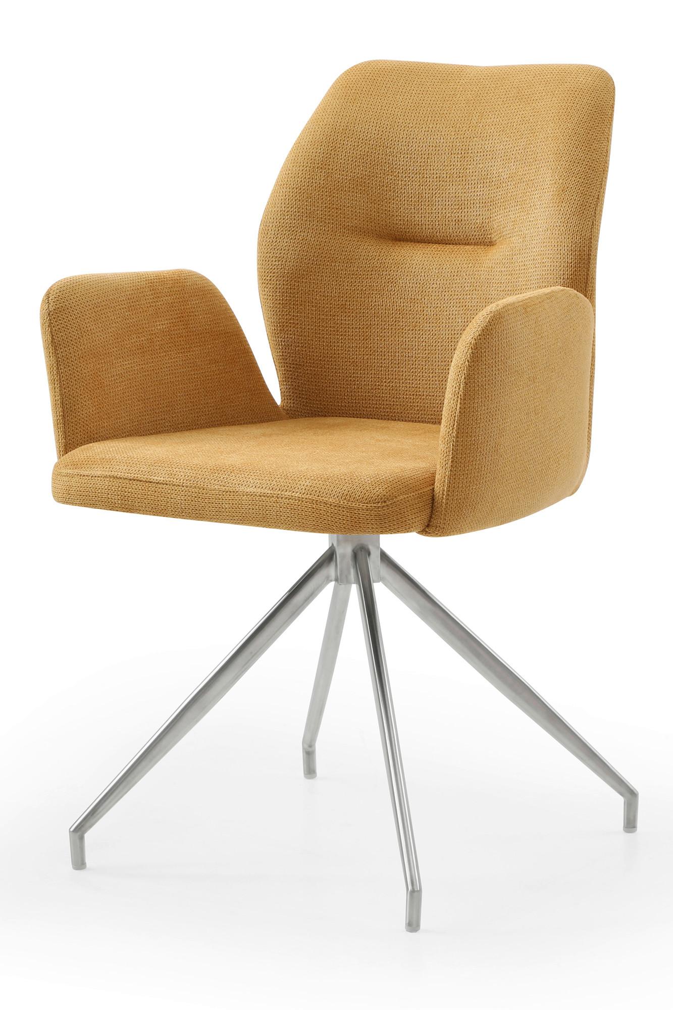 Naslanjač Sofija, Rumena, Vrtljiv - rumena/srebrne barve, Moderno, kovina/tekstil (60/89/62cm) - Livetastic