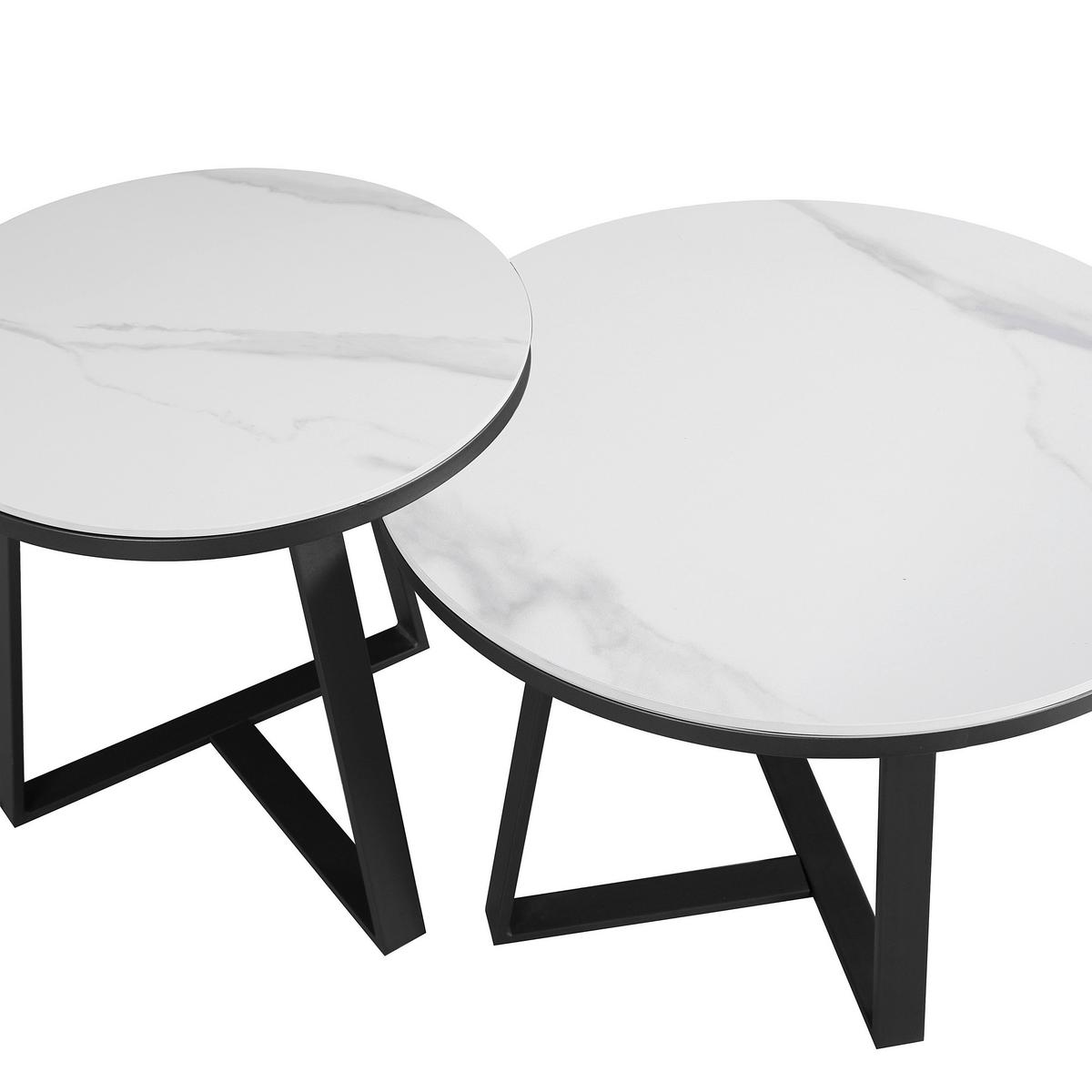 COUCHTISCHSET PETE - Schwarz/Weiß, KONVENTIONELL, Stein/Metall (69/69/39,5cm) - MID.YOU