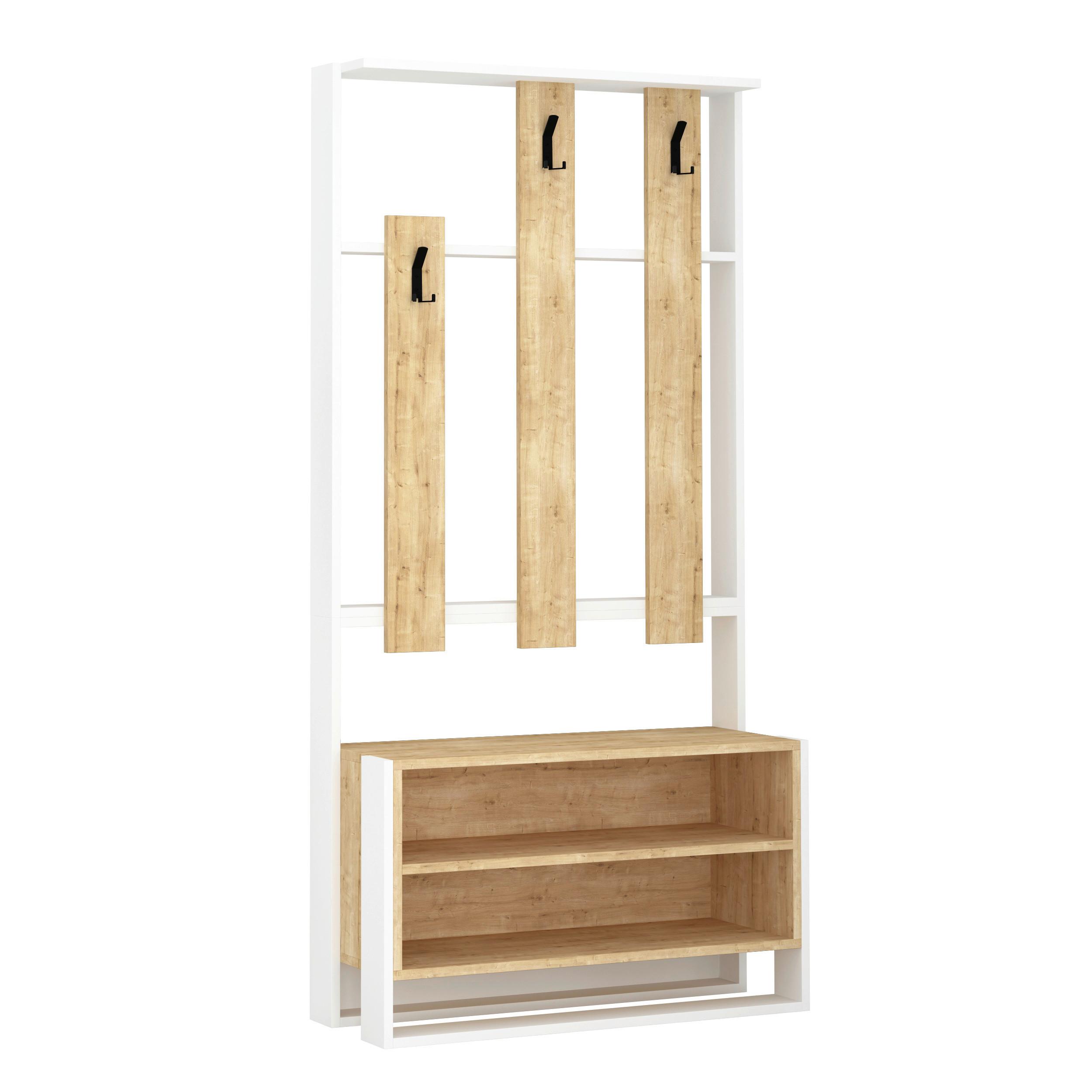 ARMOIRE DE GARDE-ROBE CHESTER HALL STAND - couleur de chêne/blanc, Design, matériau de bois (90/180/36cm) - Livetastic
