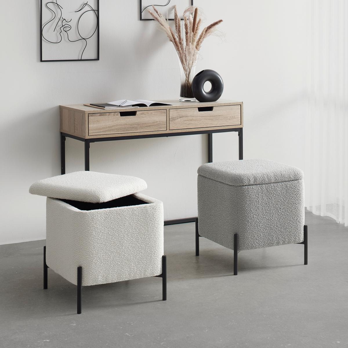 Hocker Mixo Weiß - Schwarz/Weiß, MODERN, Holzwerkstoff/Textil (43cm) - Mömax