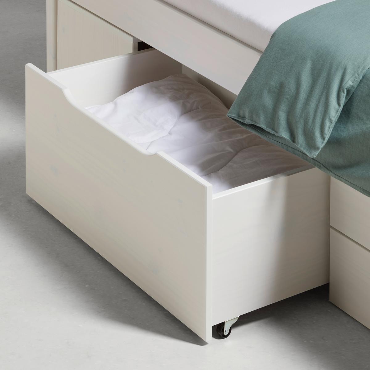 Stauraumbett Efektivo in Weiß ca. 140x200cm - Weiss/Naturfarben, Konventionell, Holz (140/200cm) - Zandiara