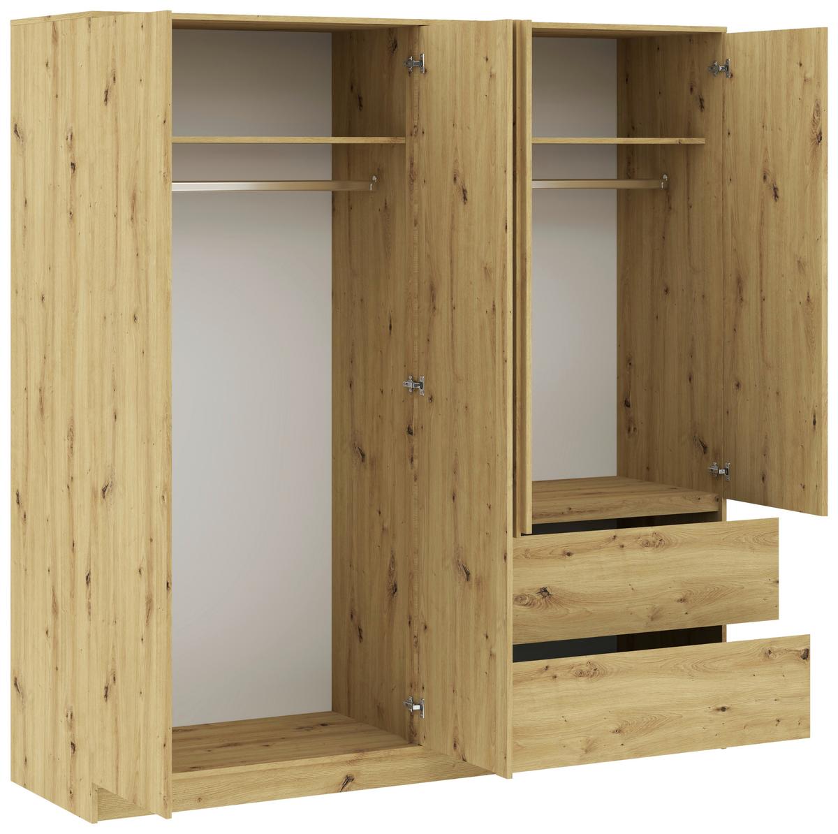 Kleiderschrank Basit Eiche Artisan - Eiche Artisan, KONVENTIONELL, Holzwerkstoff (195/206/57cm) - Mömax