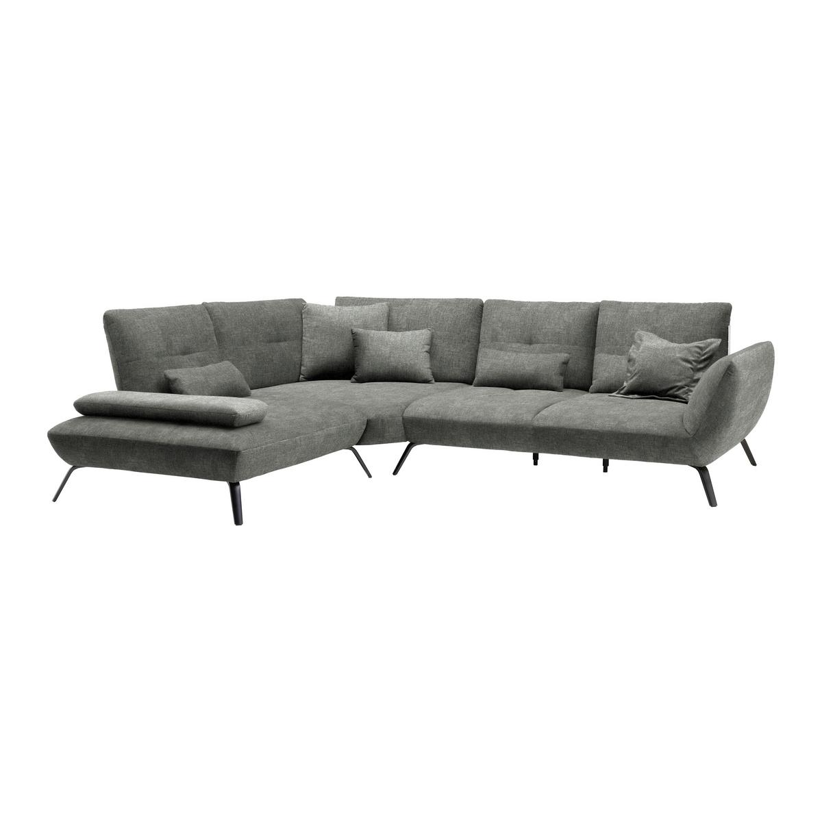 Wohnlandschaft Trendy Dunkelgrau - Dunkelgrau/Schwarz, MODERN, Holzwerkstoff/Textil (250/93/310cm) - Premium Living