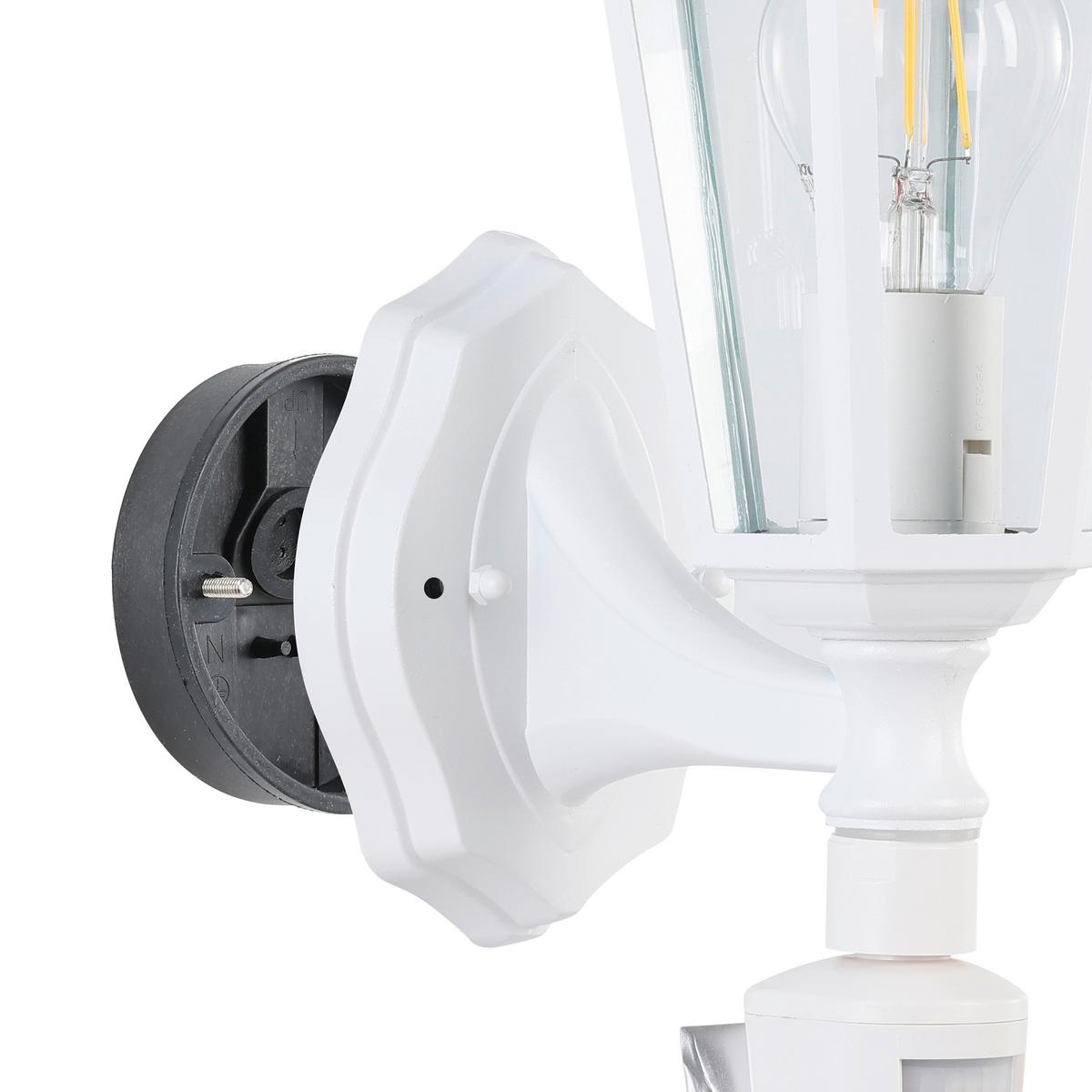 Aussenwandleuchte Laterna 5 Inkl. Sensor Weiss - Klar/Weiss, Basics, Glas/Metall (16,5/23,5/42,5cm) - Eglo