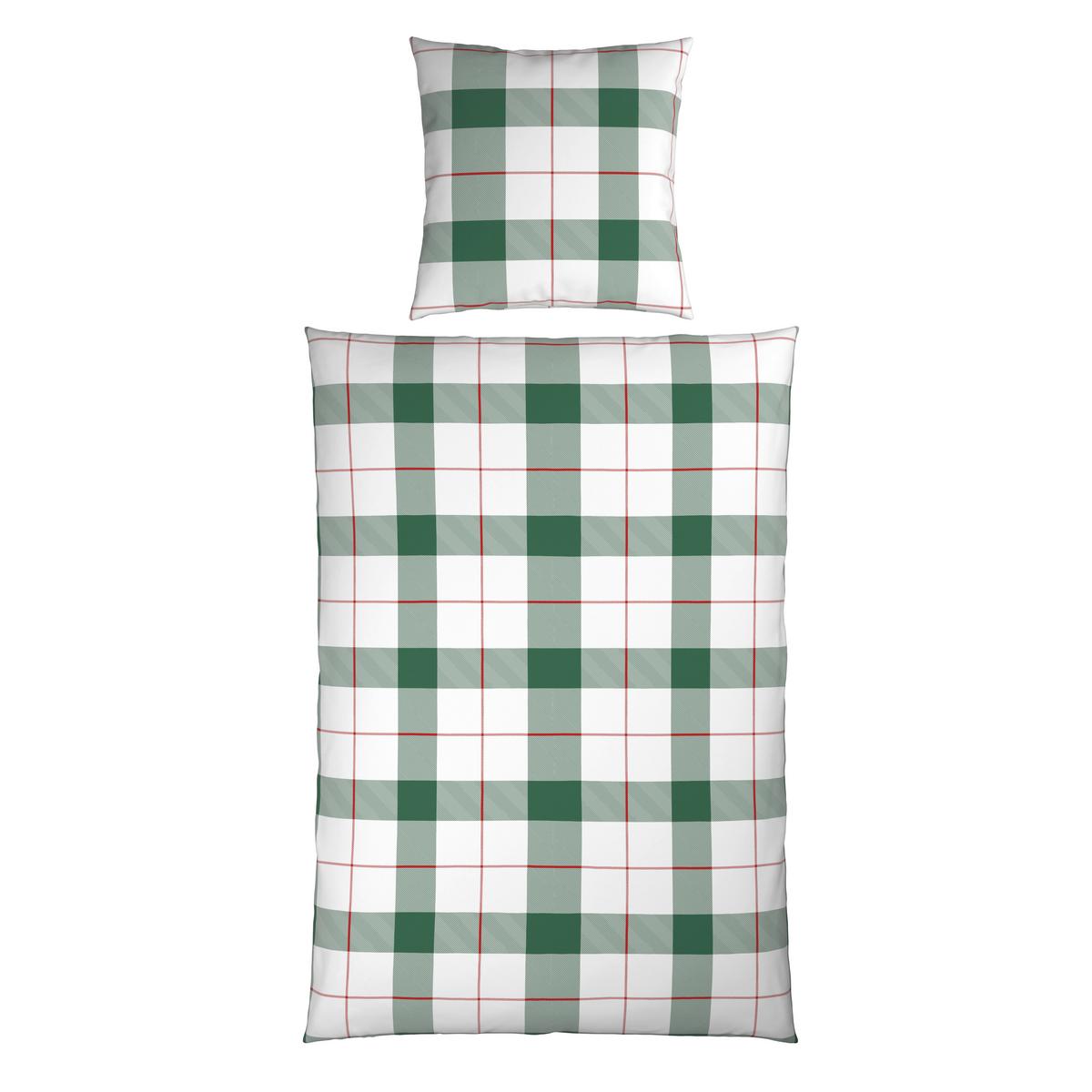Bettwäsche Karolin Grün/Rot/Weiß ca. 135x200cm - Rot/Weiß, KONVENTIONELL, Textil (135/200cm) - Mömax