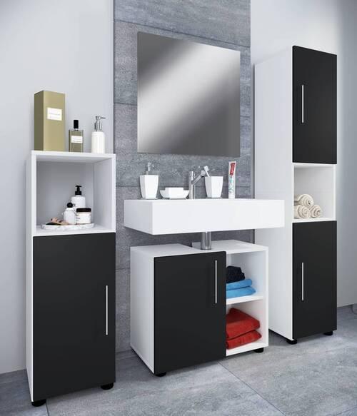 Kopalnica Flandu Iii, Bela, Črna - črna/bela, Moderno, leseni material (122cm) - MID.YOU