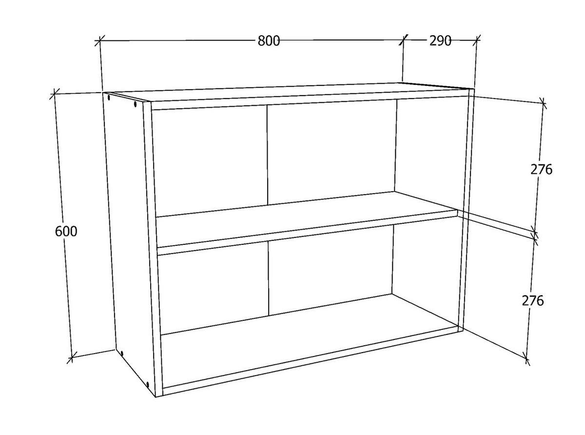 Kuhinjska Zgornja Omarica Esilo, Siva, Bela - bela/barve aluminija, Konvencionalno, kovina/leseni material (80/60/31cm) - MID.YOU