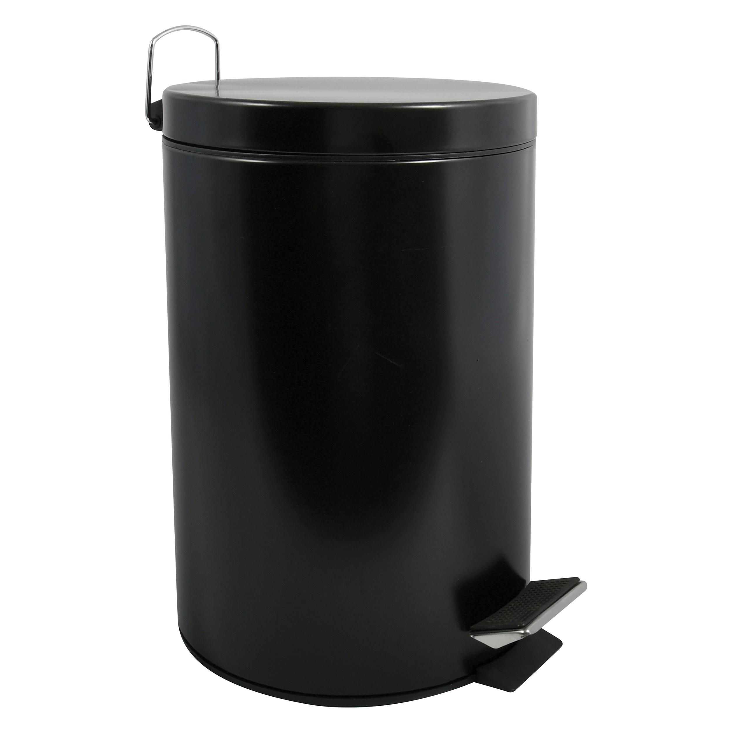 KOSZ NA ŚMIECI Z PEDAŁEM ABFALLEIMER STAHL SCHWARZ 12 L - czarny, Basics, tworzywo sztuczne/metal (25.1/39.4/25.1cm) - Spirella