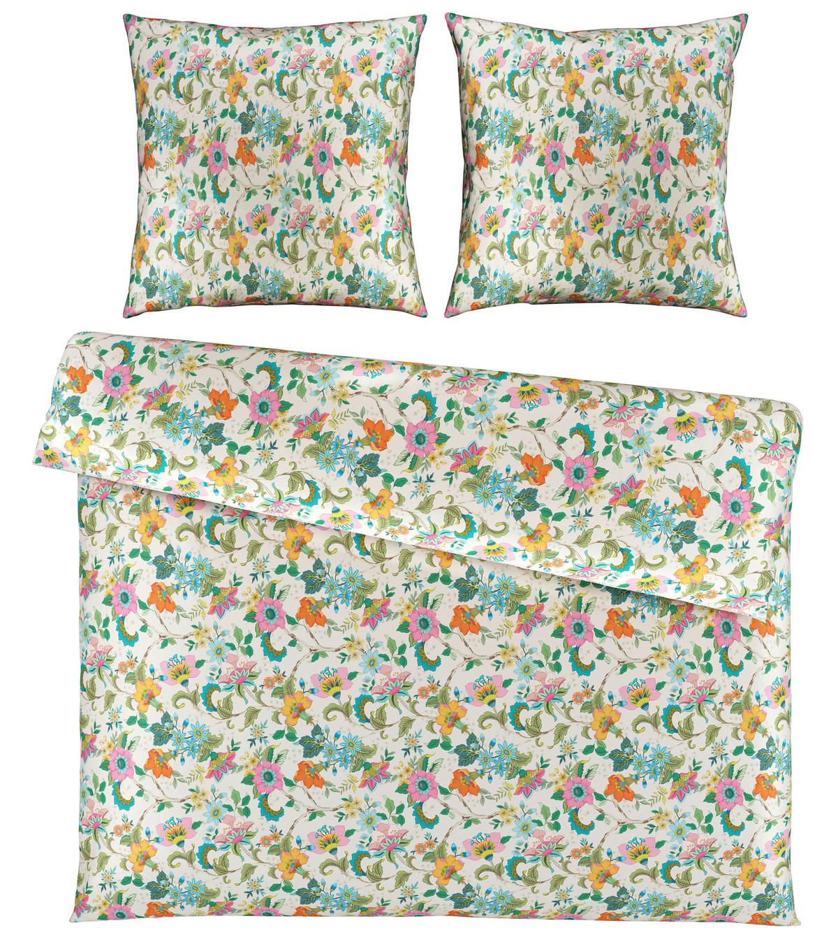 Bettwäscheset KAMIA ALLOVER XXL - Türkis/Rosa, Romantik / Landhaus, Textil (200/210cm) - Mömax