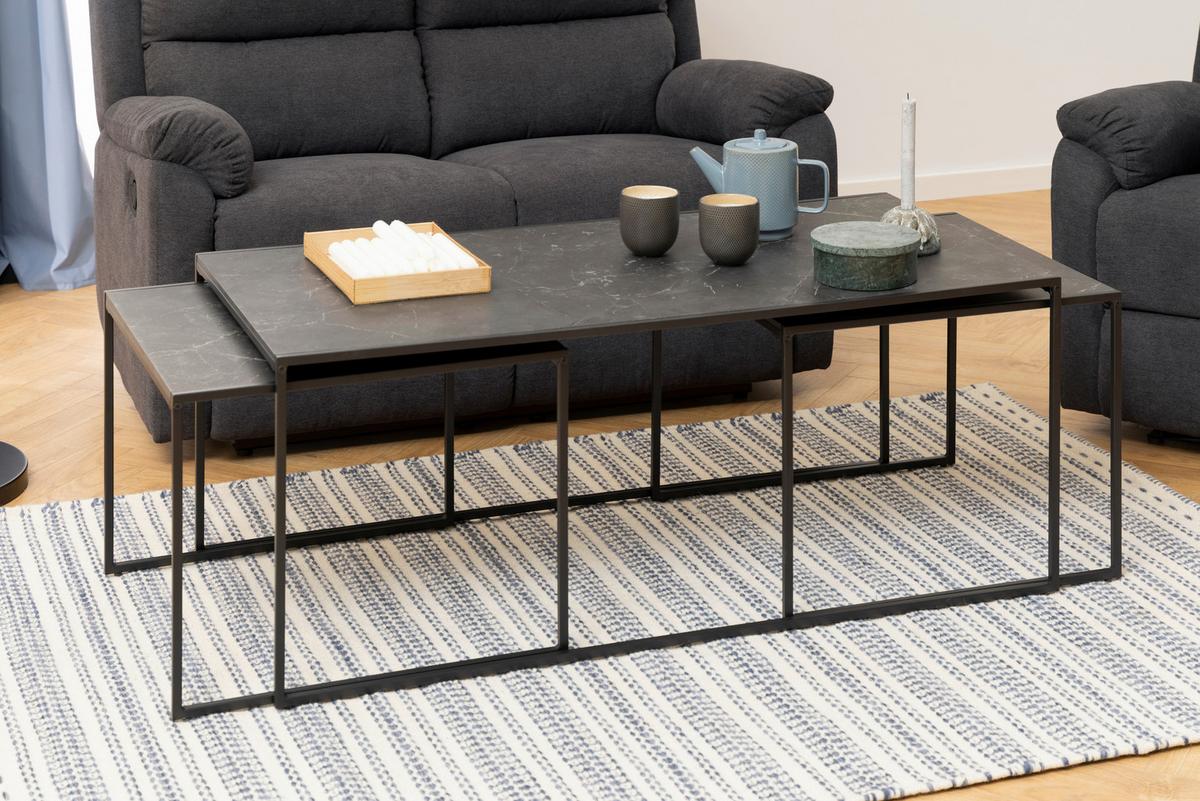 ZESTAW STOLIKÓW KAWOWYCH INFINITY - czarny, Konventionell, materiał drewnopochodny/metal (56-120/56-60/44-48cm) - Carryhome