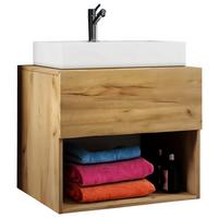 Kombiniran Umivalnik Lendas, Hrast - bela/medeni hrast, Moderno, leseni material/keramika (60cm) - MID.YOU