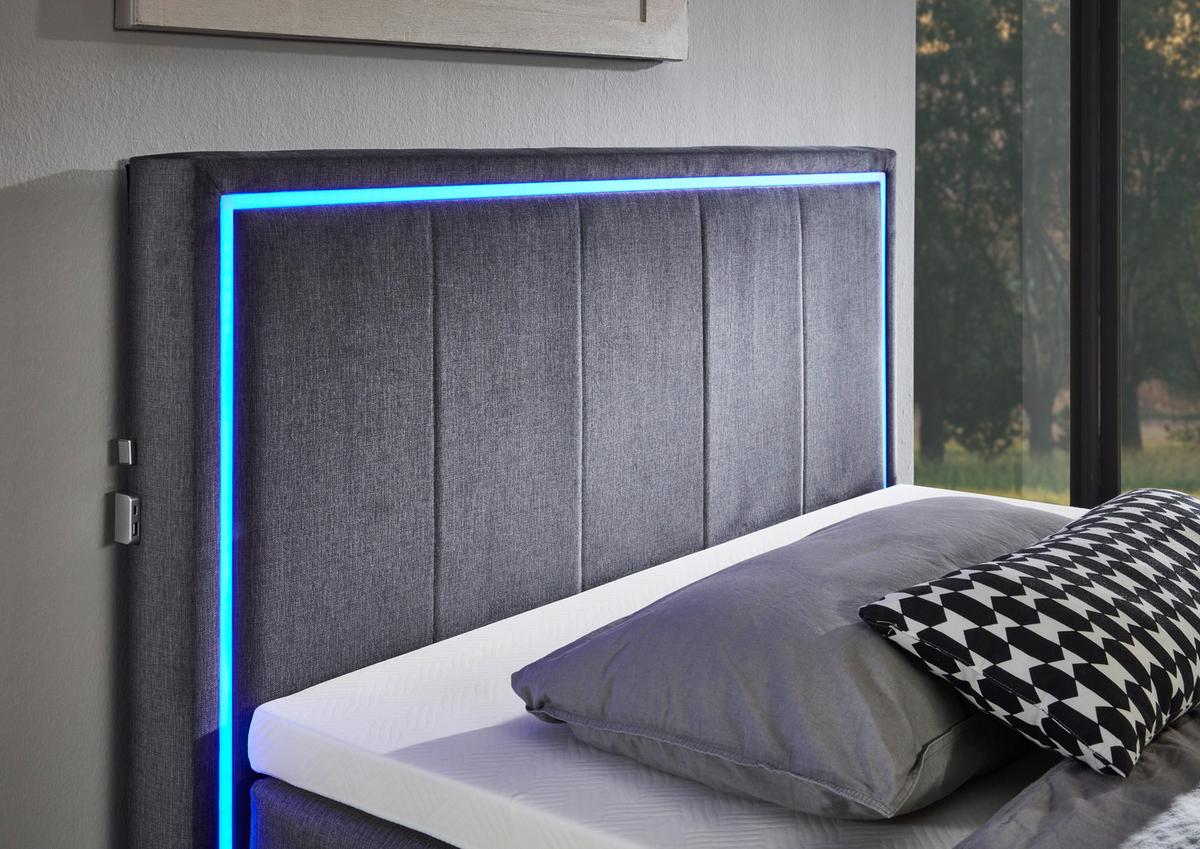 ŁÓŻKO BOXSPRING COLORADO II - antracytowy/kolor chromowy, Design, tworzywo sztuczne/tkanina (140/200cm) - Boxxx