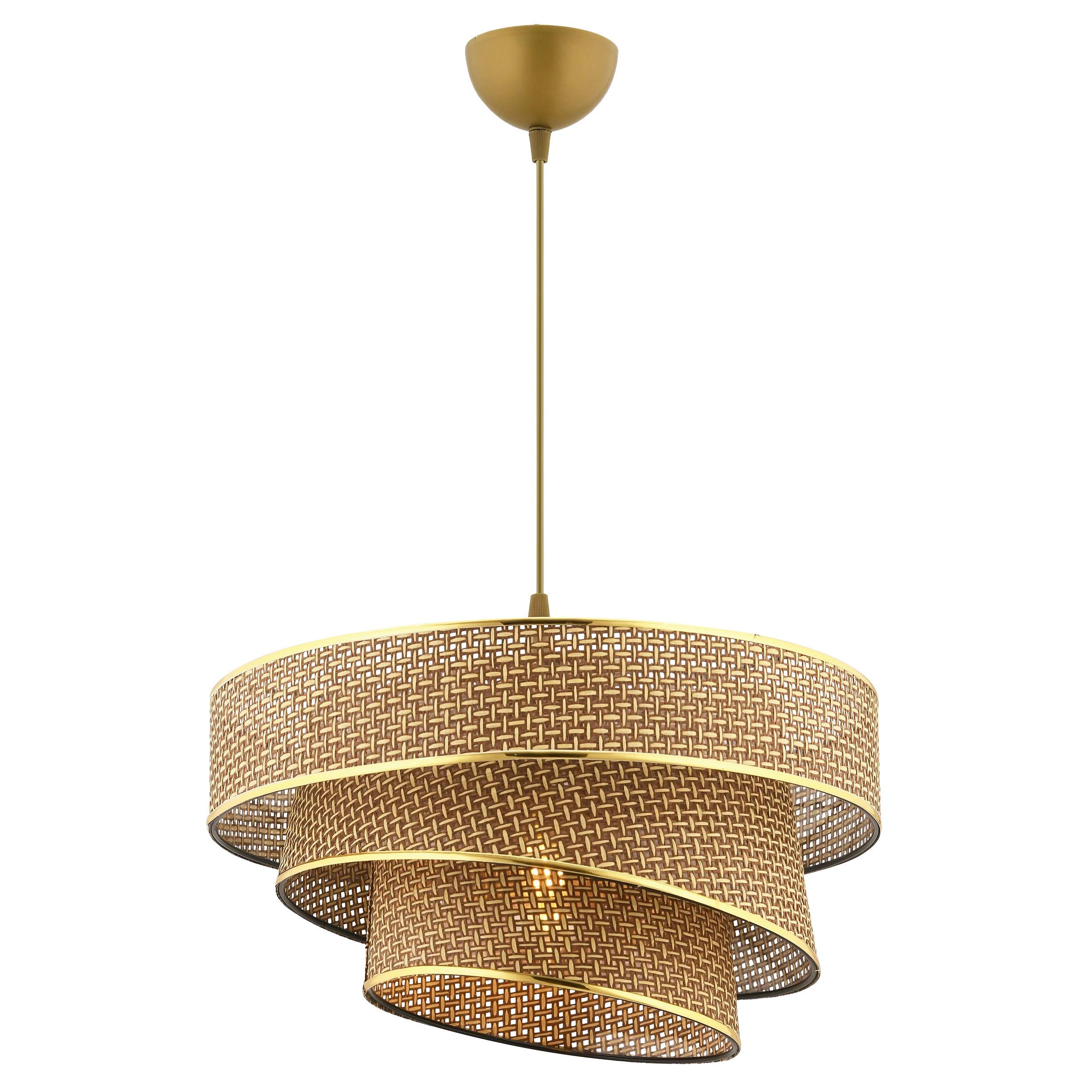 LAMPA WISZĄCA COUPER HAZERAN - BEIGE, GOLD - beżowy/kolor złoty, Design, metal/tkanina (40/72cm) - P & B