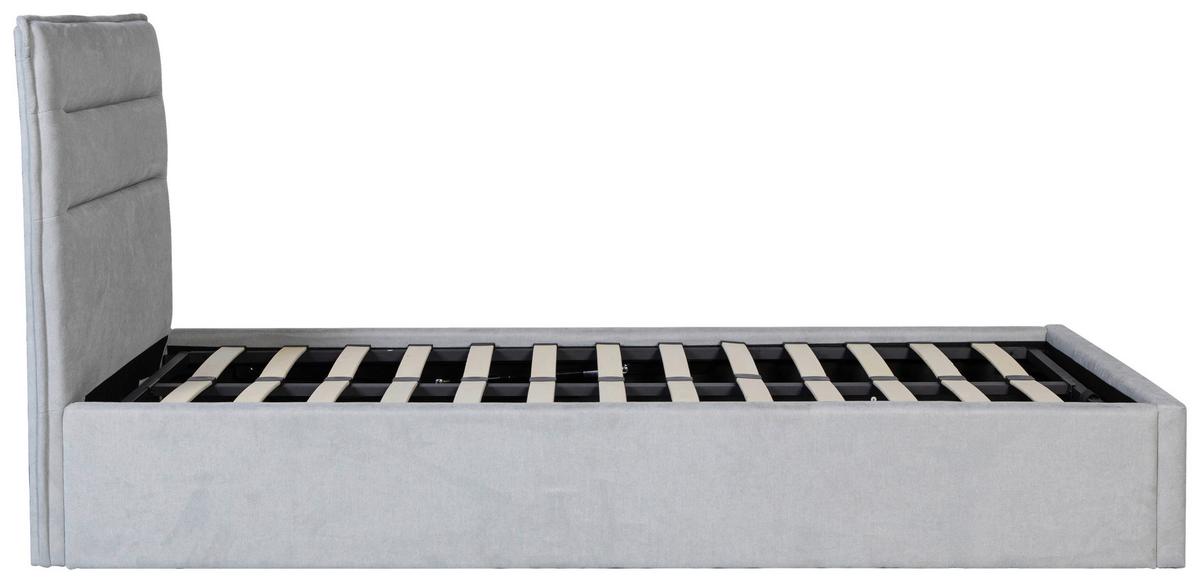 Polsterbett Sienna Hellgrau ca. 90x200cm - Hellgrau/Schwarz, LIFESTYLE, Holz/Kunststoff (90/200cm) - Based
