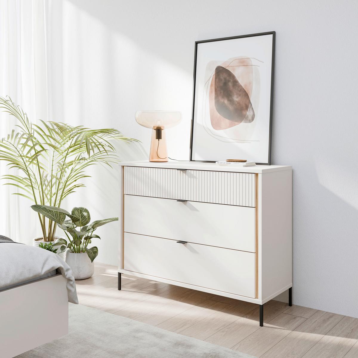 Komoda Seravel - boje hrasta/boje pijeska, Konvencionalno, drvni materijal/metal (109,4/87,2/41,5cm) - Modern Living