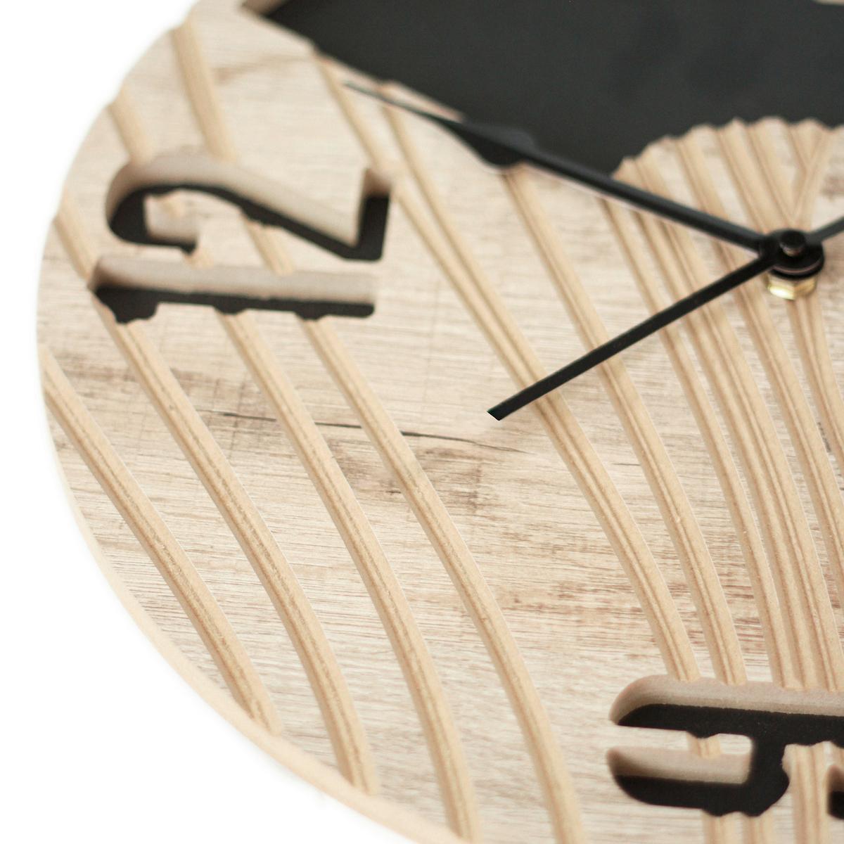 Wanduhr Schwarz/Eichefarben Ø ca. 36cm - Eichefarben/Schwarz, Basics, Holz/Kunststoff (36cm)