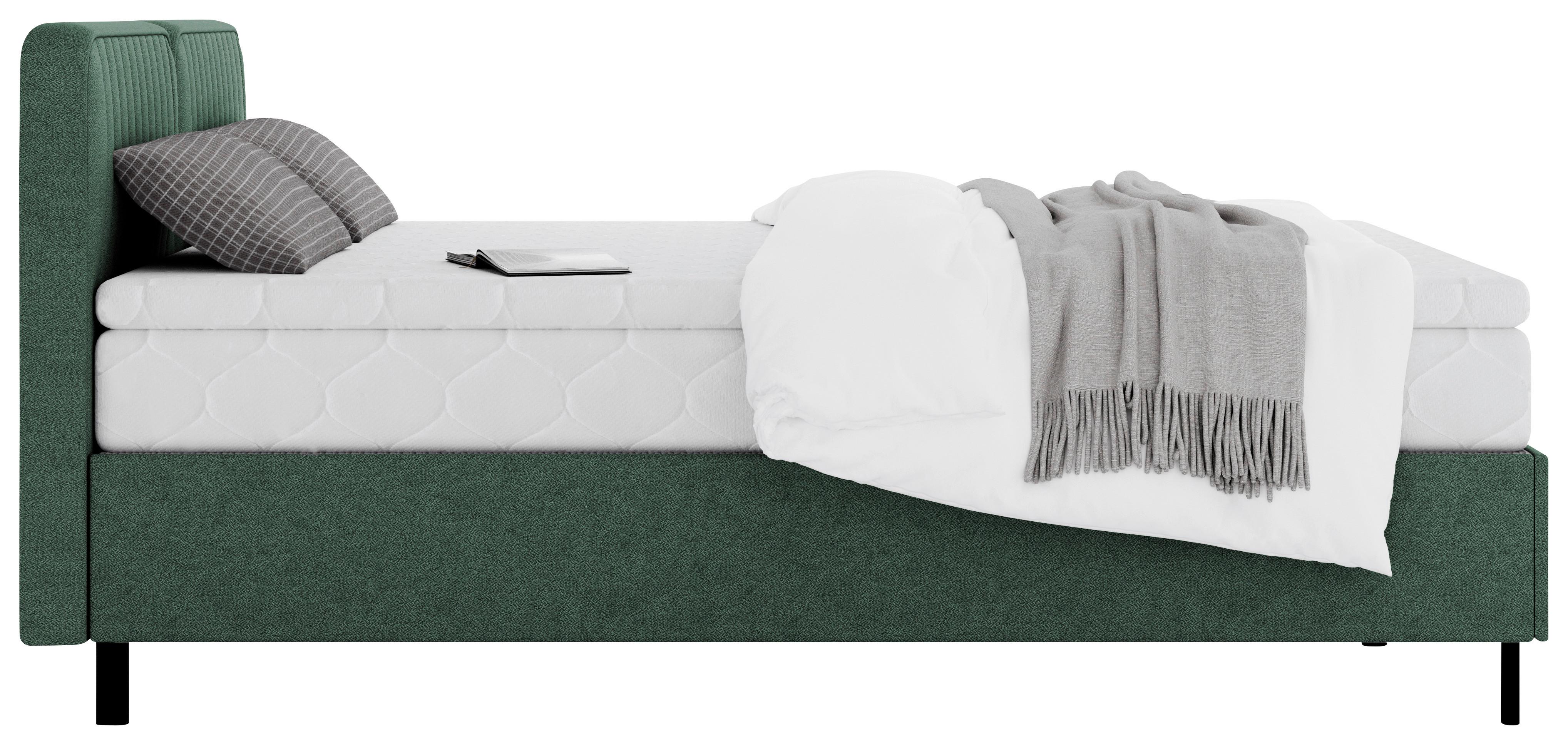 Boxbett Livetto Grün ca. 180x200cm - Schwarz/Grün, KONVENTIONELL, Holz/Textil (180/200cm) - Mömax
