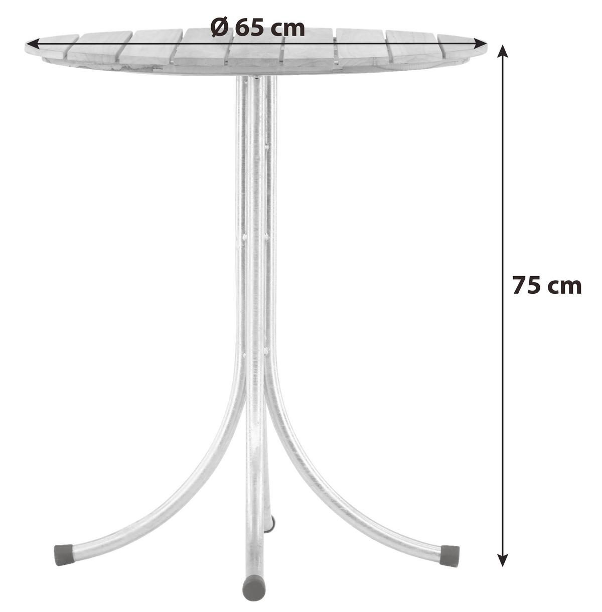Gartentisch Holmsund ca. 65x65x75cm Teakholz/Silber - Silberfarben/Teakfarben, KONVENTIONELL, Holz/Metall (65/65/75cm) - Gardenson