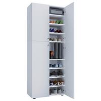 Schuhschrank Lona XXL ca.70x182x37cm Weiß - Silberfarben/Schwarz, KONVENTIONELL, Holzwerkstoff/Kunststoff (70/182/37cm) - MID.YOU