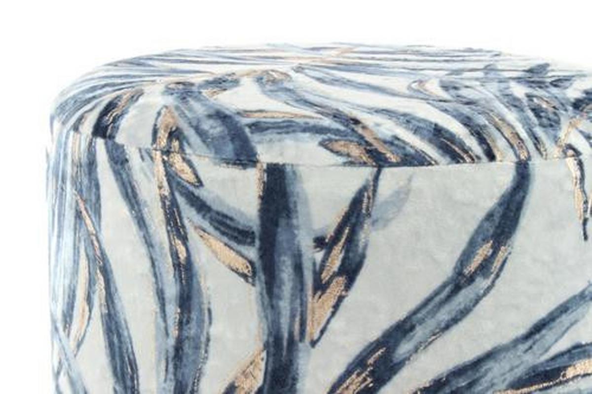 HOCKER GIPSY 225 - Blau/Goldfarben, Design, Textil/Metall (35/46/35cm) - Kayoom