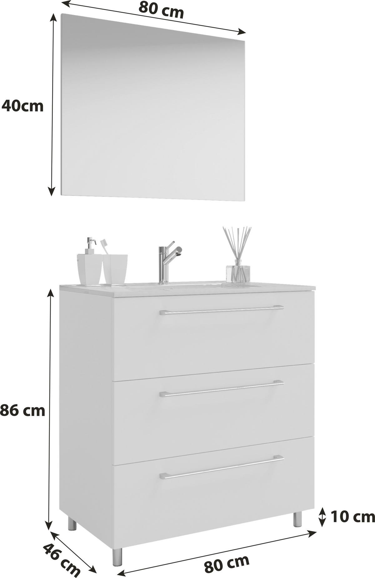 Kopalnica Schubo, Bela - bela/barve aluminija, Moderno, kovina/umetna masa (80cm) - MID.YOU
