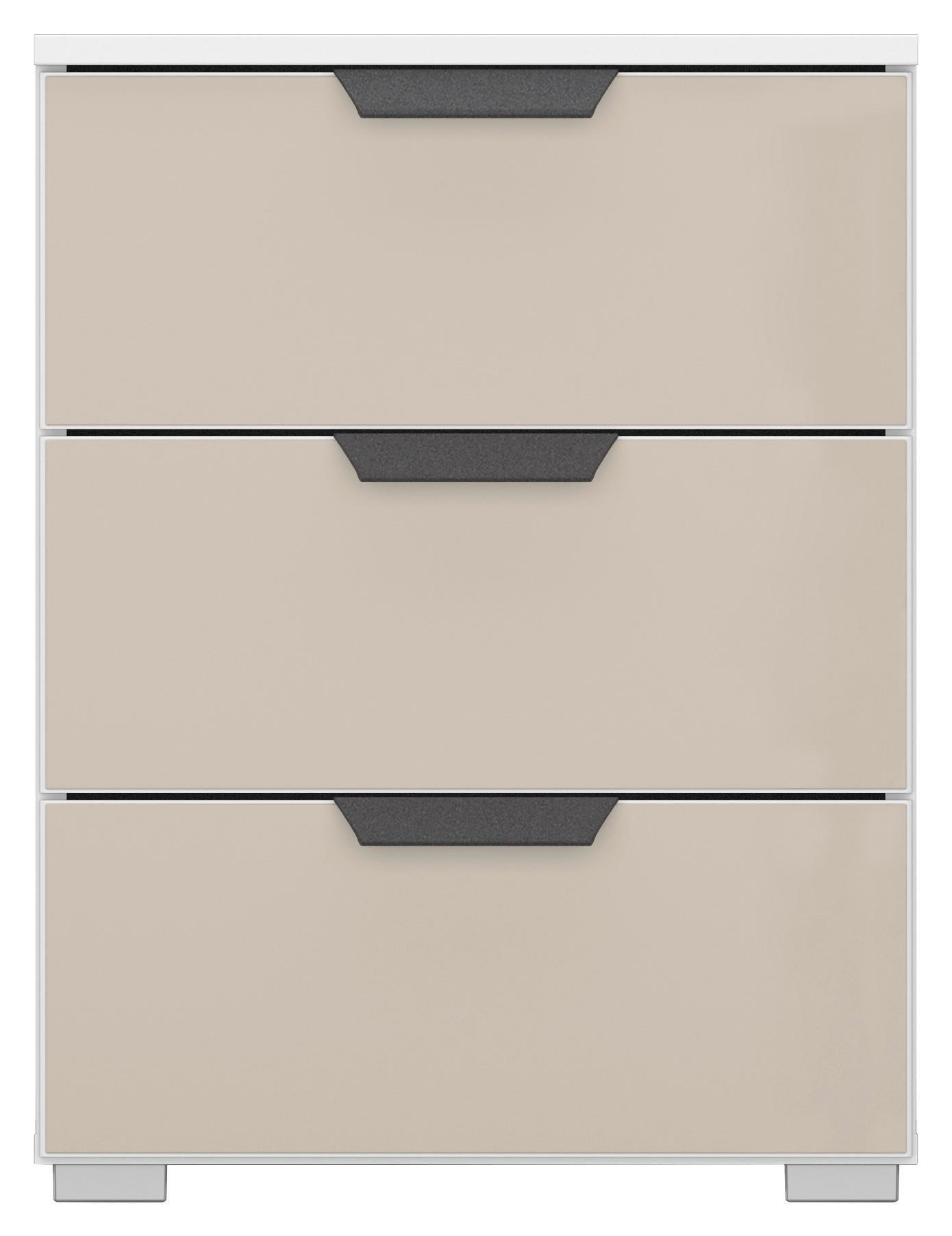 NOPTIERA ARTEMIS - alb/șampanie, Modern, sticlă/material pe bază de lemn (47/62/42cm) - Modern Living