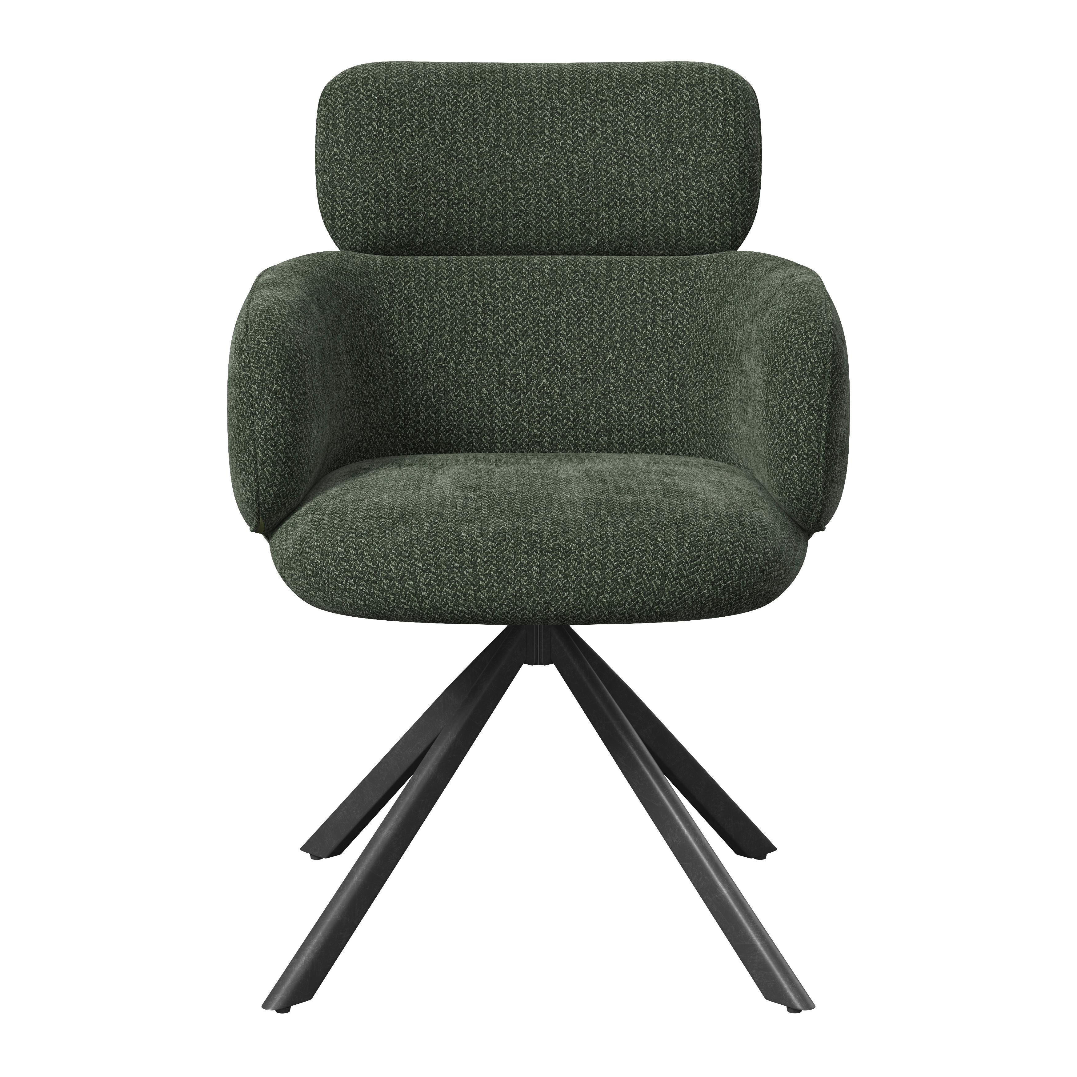 STOL MED ARMSTÖD LIORA - grön/svart, Modern, metall/textil (57,5/84/61cm) - Bessagi Home