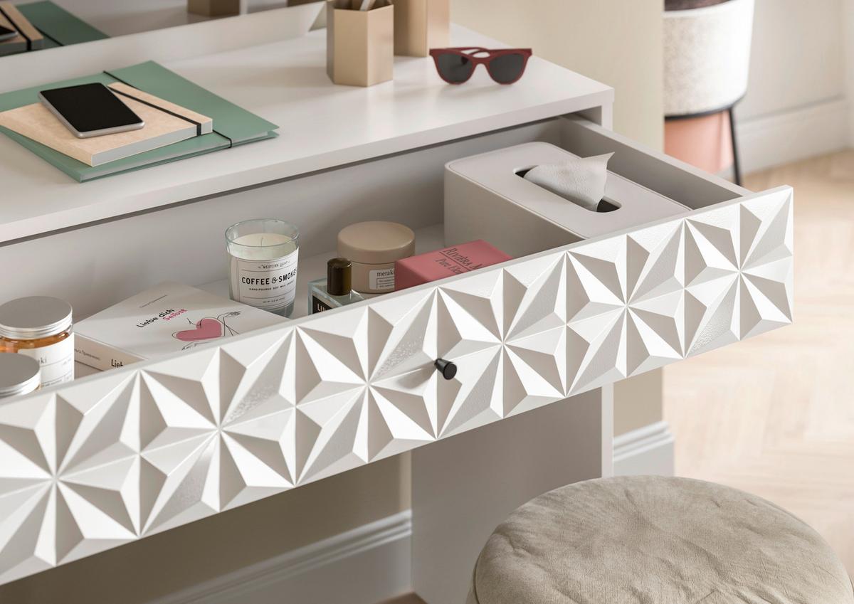 Kozmetična Miza Prisma, Bela - črna/bela, Design, umetna masa/leseni material (90/133/39cm) - Livetastic