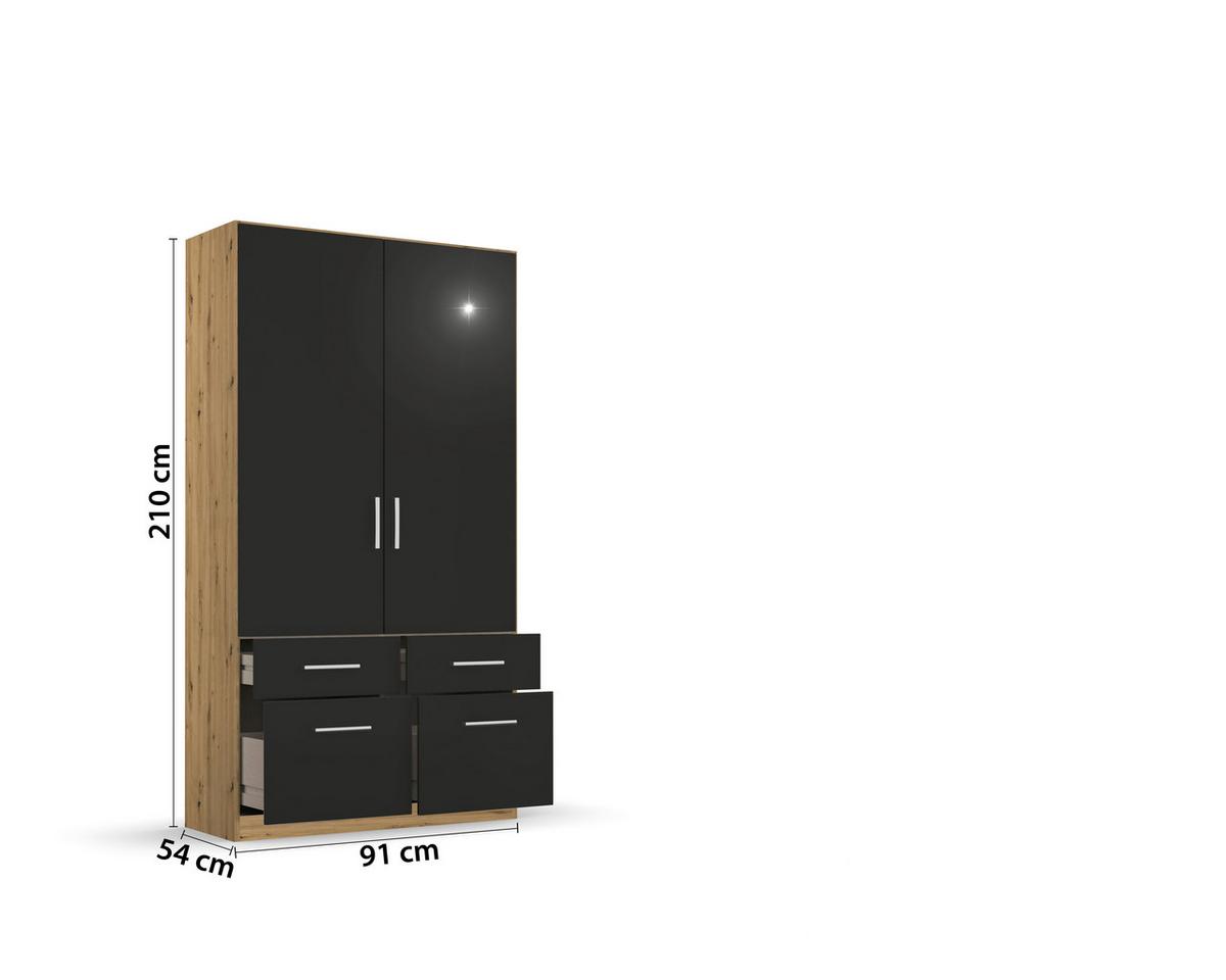 Ormar S Klasičnim Vratima Berlin - siva/hrast Artisan, Moderno, drvni materijal/plastika (91/210/54cm) - Modern Living