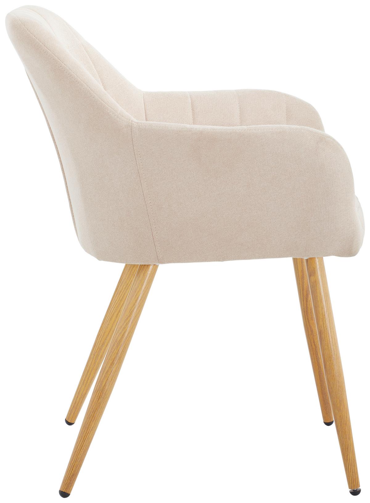 KRZESŁO Z PODŁOKIETNIKAMI DROPS - kolor dębowy/jasnobrązowy, Modern, metal/tkanina (57/82/60cm) - MID.YOU