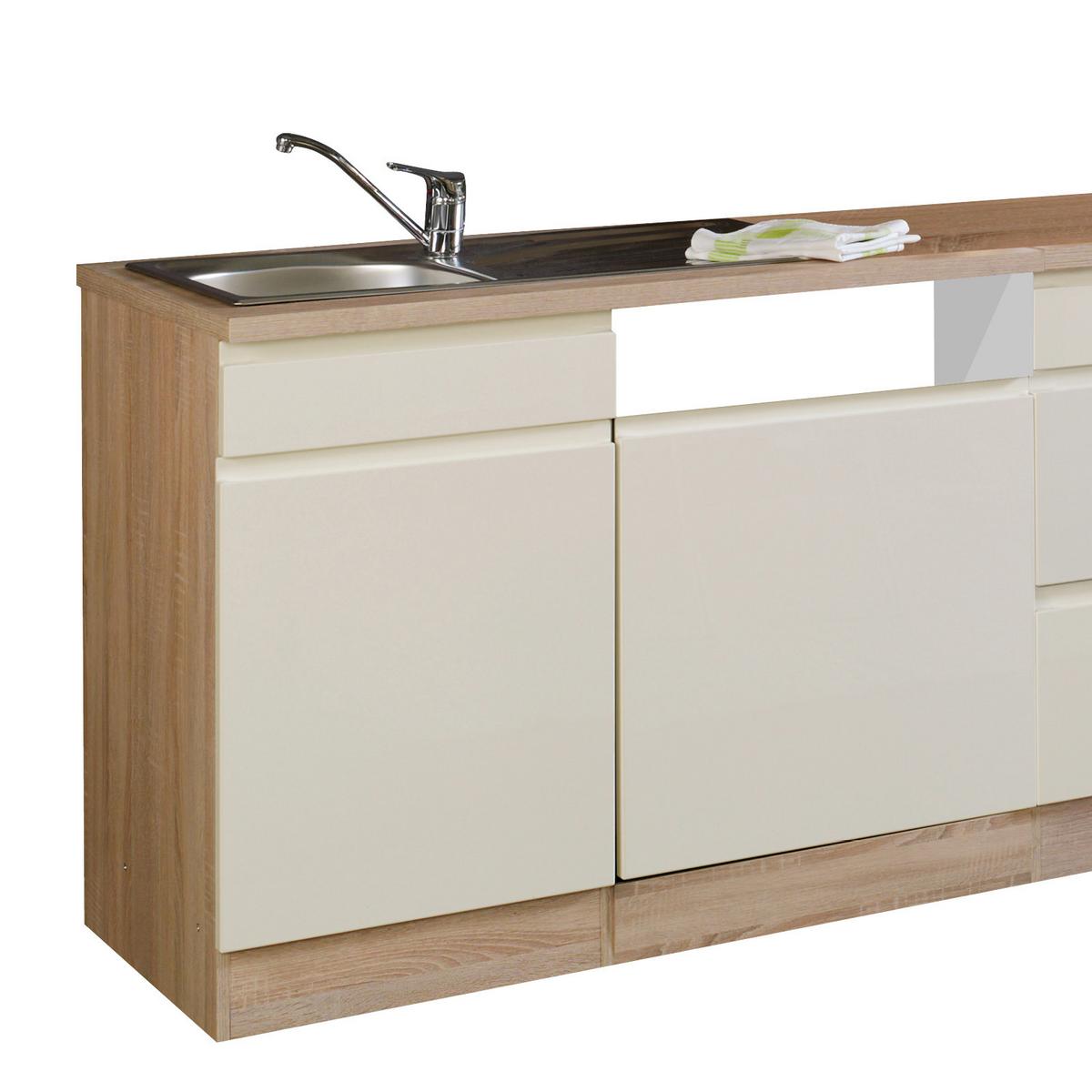 Küchenleerblock "Cardiff" Creme/Eiche - Creme/Sonoma Eiche, Basics, Holzwerkstoff (280cm) - Held