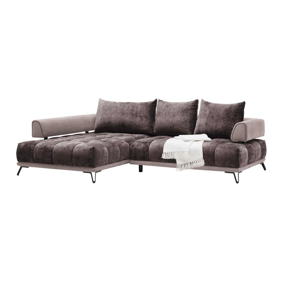 Ecksofa Morgan Taupe - Taupe/Schwarz, MODERN, Textil/Metall (184/262cm) - Mömax