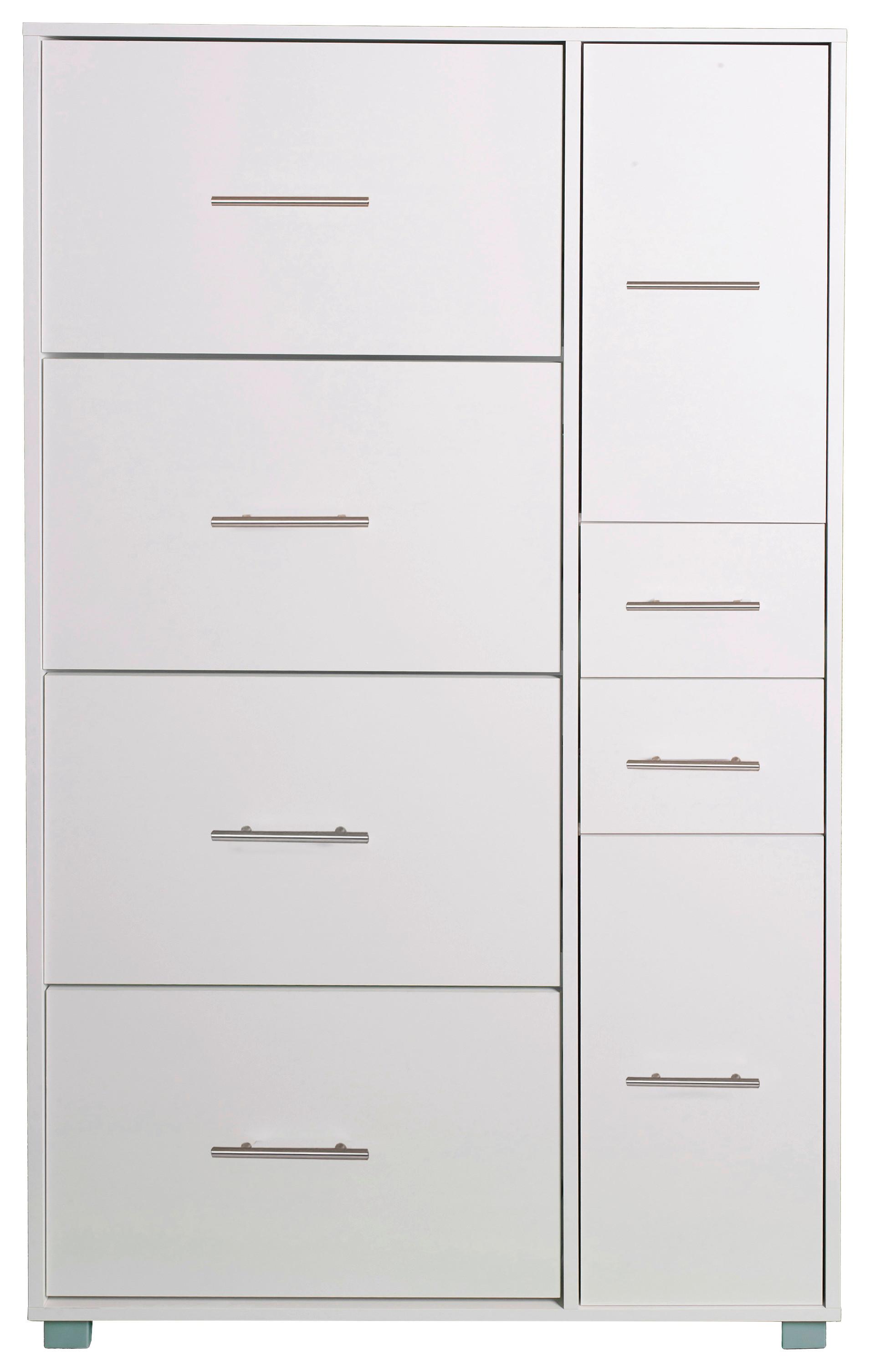 Schuhschrank "Pisa" , weiß - Silberfarben/Weiß, Basics, Holzwerkstoff/Kunststoff (88,4/163,7/30cm) - MID.YOU