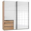 Schwebetürenschrank Level 36D ca. 200x216x65 cm Weiß - Chromfarben/Weiß Hochglanz, MODERN, Holzwerkstoff/Metall (200/216/65cm) - MID.YOU