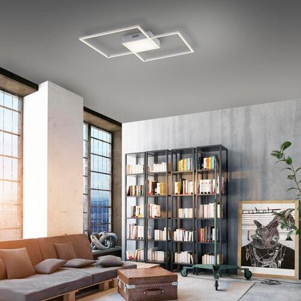 LED-Deckenleuchte Asmin Silberfarben max. 50 Watt - Silberfarben, Design, Kunststoff/Metall (60/60/5,3cm)
