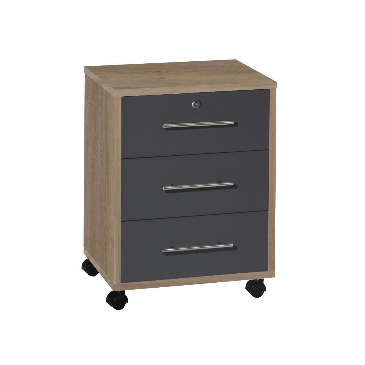 ROLLCONTAINER OFFICE EDITION - Anthrazit/Silberfarben, LIFESTYLE, Holzwerkstoff/Metall (44/58/40cm) - MID.YOU
