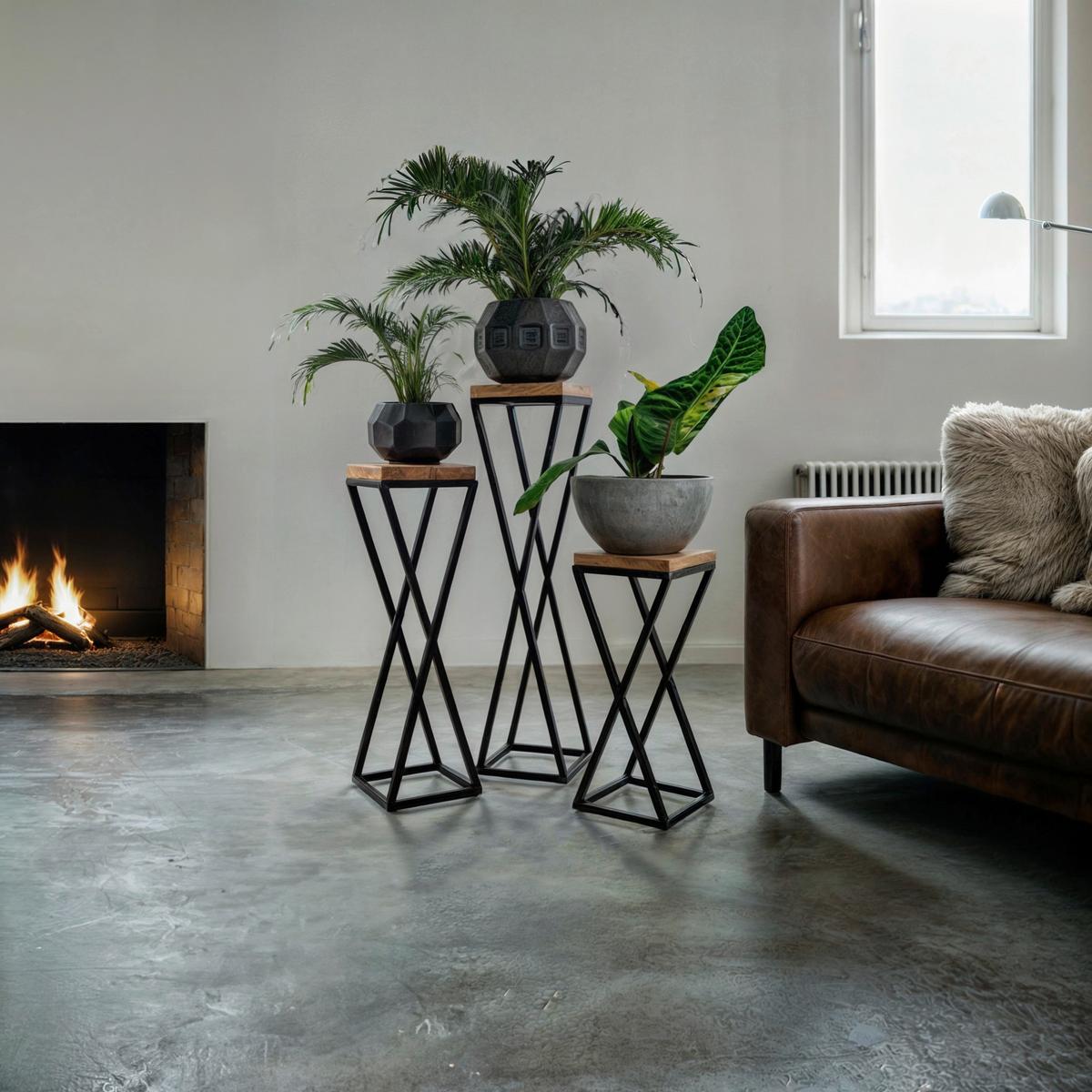 Blumenständer Schwarz - Schwarz, Basics, Metall (19/77/19cm)