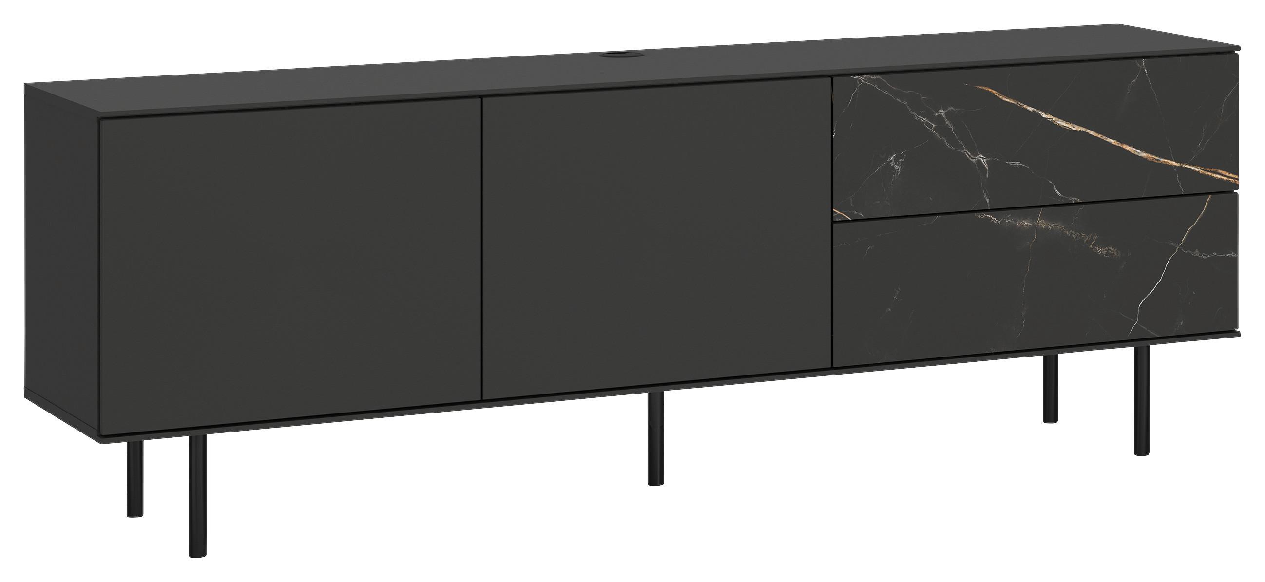 MEDIABÄNK VALEA - svart, Modern, trämaterial (180/64/42cm) - Premium Living