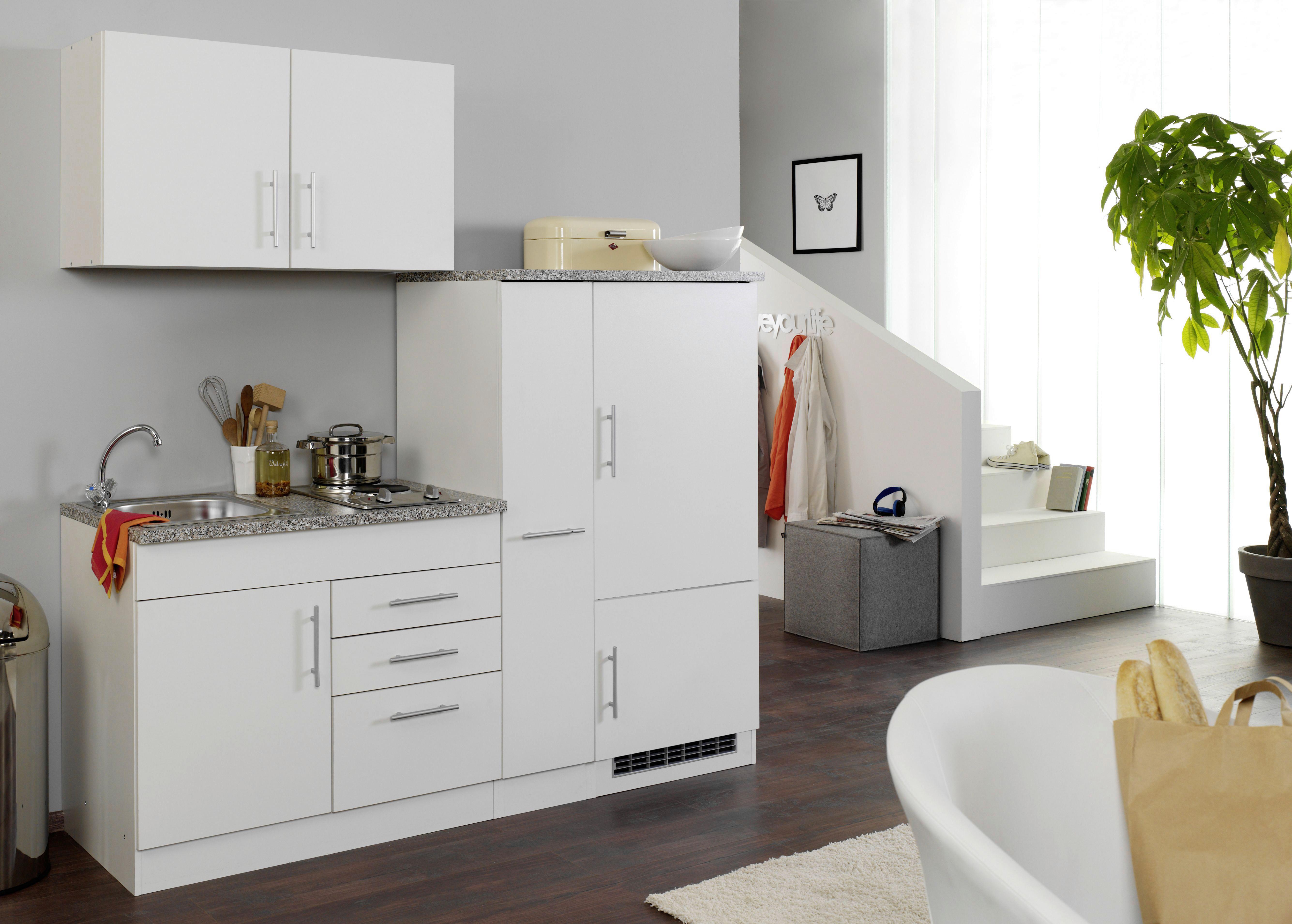 Küchenblock Toronto II m. Geräten Weiß - Chromfarben/Graphitfarben, MODERN, Holzwerkstoff/Metall (190cm) - Held