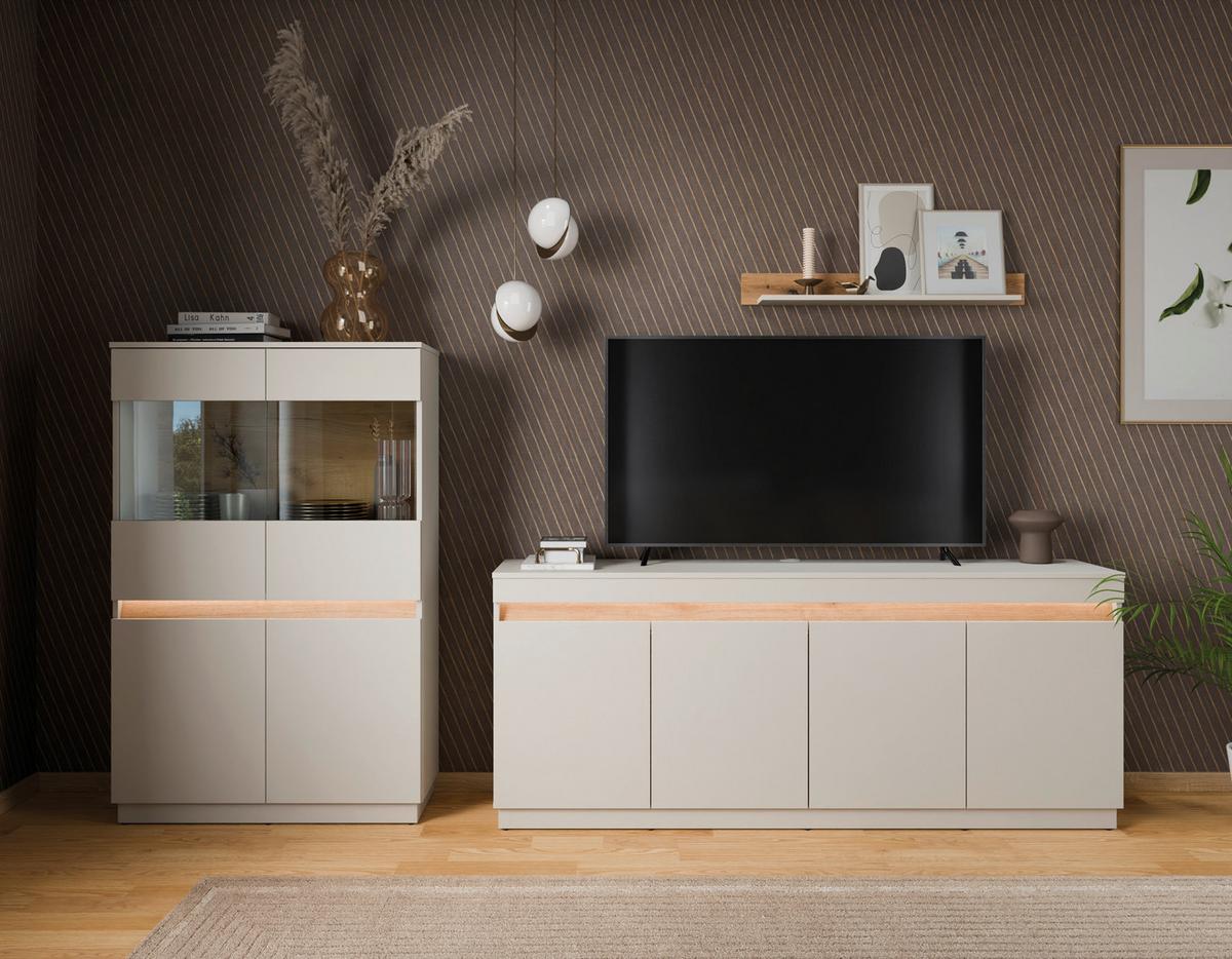 Komoda Samu - kašmir, Moderno, staklo/drvni materijal (90,2/140/35cm) - Modern Living