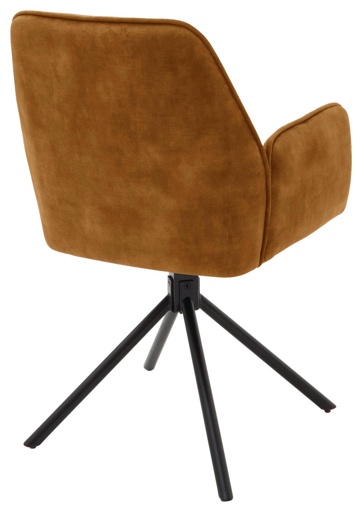 Armlehnstuhl Ottawa Currygelb - Currygelb/Schwarz, Modern, Textil/Metall (60/89/64cm) - Premium Living