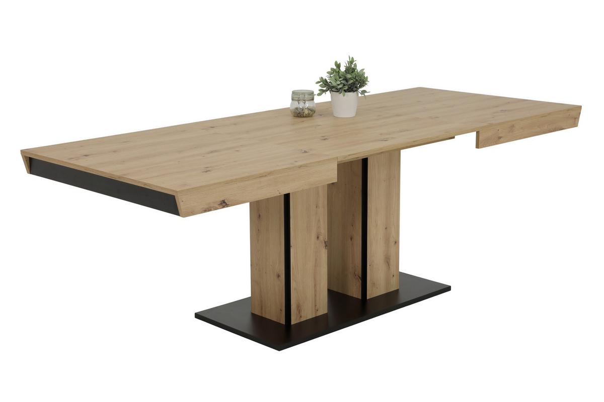 TISCHGRUPPE AGNES I G - Eiche Artisan/Grau, MODERN, Holzwerkstoff/Textil (140 - 220/76/90cm) - MID.YOU