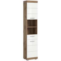 Hochschrank Wave ca. 37x191 cm Eiche/Weiß - Chromfarben/Weiß Hochglanz, MODERN, Holzwerkstoff/Kunststoff (37/191/31cm) - MID.YOU
