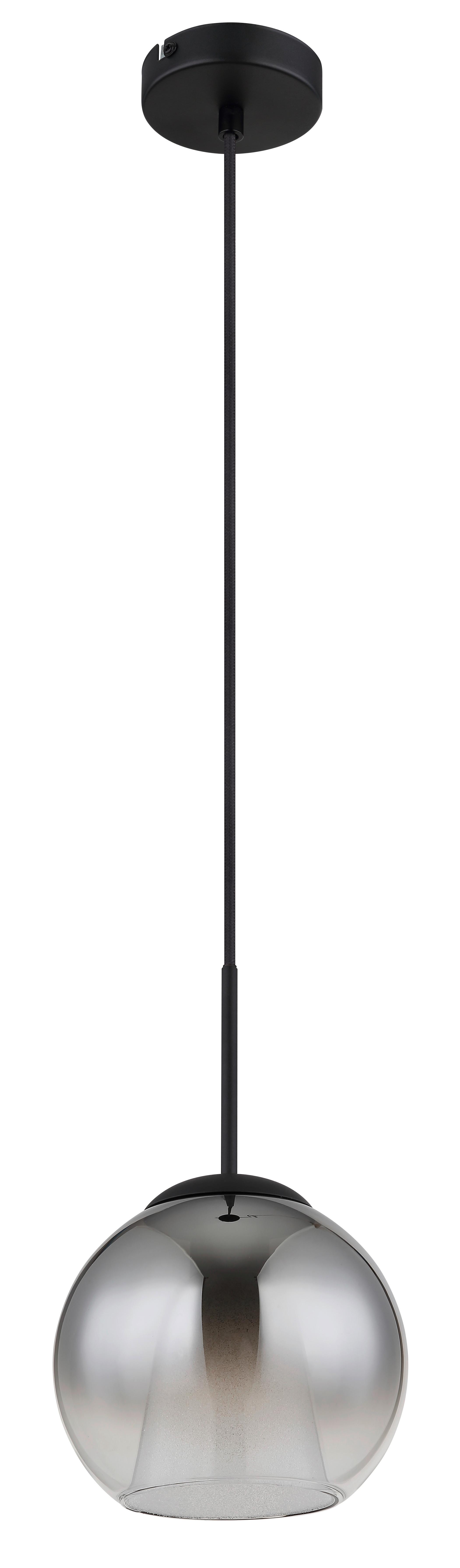 HÄNGELEUCHTE 15749H BARRY - Klar/Schwarz, Design, Glas/Textil (20/120cm) - Globo